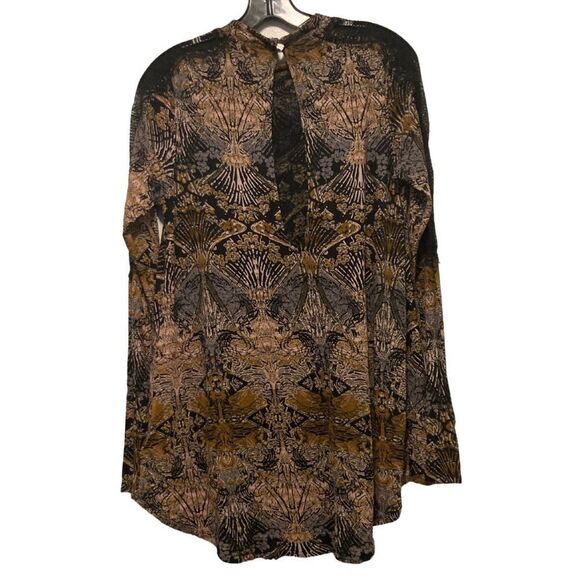 Free People New World Nouveau Jersey Lace Inset Top in Coal Combo - Picture 4 of 6